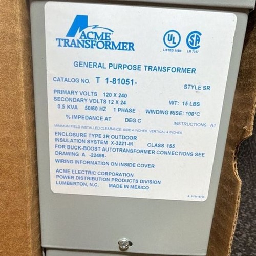 Acme electric 81051 general - t1-81051,