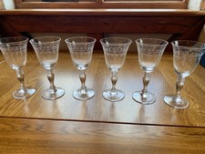 6 Baluster stem Pall Mall Lady Hamilton Vintage Small  Crystal Wine Glasses 130m