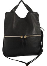 Fossil Erin Large Black Leather Satchel Crossbody Bag