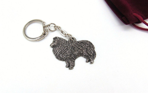 Sheltie pewter keyring - sheltie,