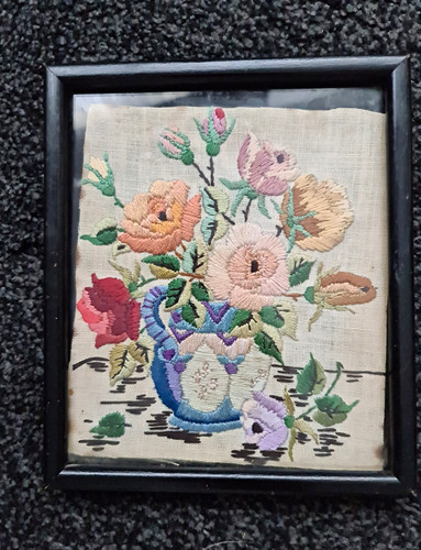 Framed needlepoint embroidery - needlepoint,