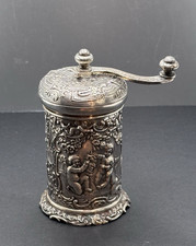 Antique Storck & Sinsheimer 800 Silver Repousse Pepper Grinder Hanau Germany