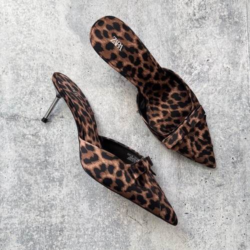 Zara satin leopard mules - zara,