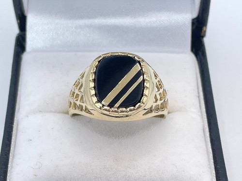 9ct gold hallmarked onyx - 9ct,