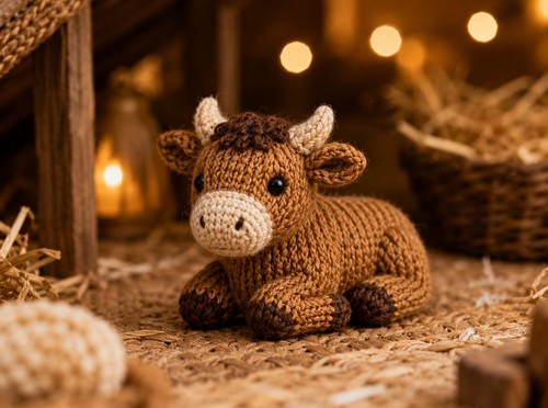 Nativity cow knitting - cow,