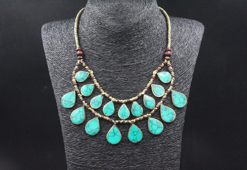 Afghan necklace green enamel - necklace,,