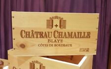 CHATEAU CHAMAILLE BORDEAUX FRENCH WOODEN WINE CRATE BOX  -  STORAGE DRAWER