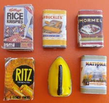 6 Vintage Retro 70-80s Dolls House Kitchen Food Packaging Boxed Iron Bundle Lot