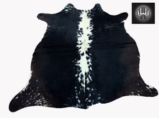 100% Natural Cow Hide Rug Cowhide Tricolor Hairon Leather Carpet (47"x45")