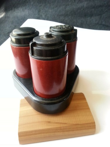 Vintage bakelite cruet set - vintage,