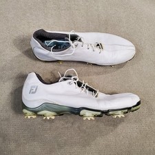 Footjoy FJ DNA Golf Shoes Mens 11.5 White Leather Spikes Sneakers 53401 * READ