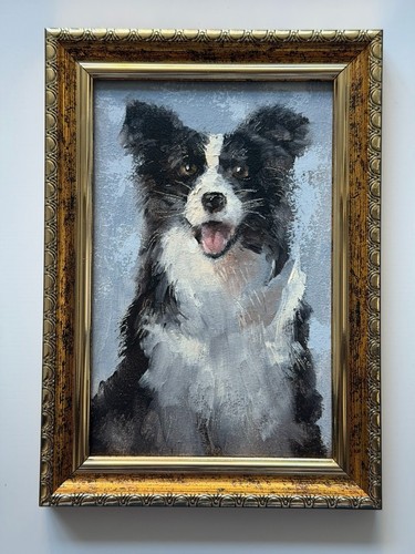 Border collie oil painting - collie,