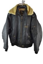NICKELSON Black Leather MA-1 Bomber Jacket size L Mens Military Uniform Vintage