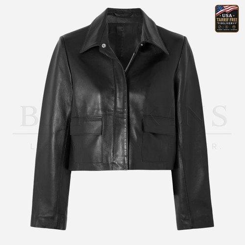 Women lambskin leather cropped - women,