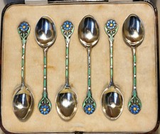 Six Hallmarked Enamelled