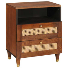 Bedside Table Brown Cane &