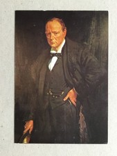 Sir Winston Churchill portrait by John Leigh Pemberton 1974 postcard