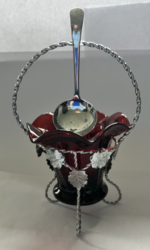 Cranberry glass chrome sugar - chrome,