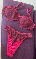 Rigby and Peller exquisite red and black bra and knickers, thong set 34C