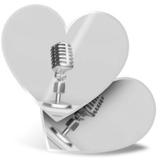 2 x Heart Stickers 15 cm - BW - Microphone Radio Broadcast #37236