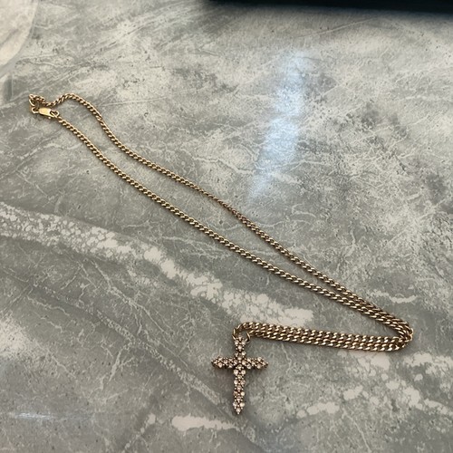 9ct gold diamond cross - cross, on