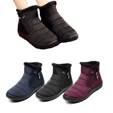 Womens Winter Warm Fur Lined Snow Shoes Ladies Thermal Ankle Boots