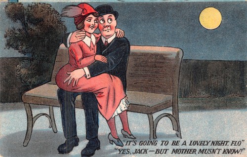 Old comic postcards courting - comic,