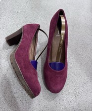5th Avenue Burgundy Suede Mid-Block Heel Shoes Uk 6