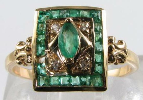9ct gold emerald diamond - emerald,