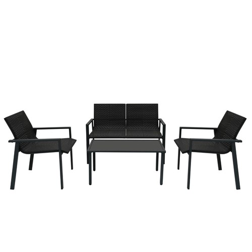 Black rattan garden furniture - black,