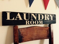 Laundry Room Sign Plaque Vintage Old style wooden Kitchen rustic 