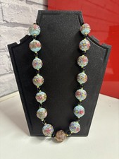 RARE VINTAGE TURQUOISE MURANO WEDDING CAKE NECKLACE WITH ADVENTURINE FOCAL POINT