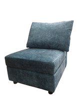 Velvet Armless Chair Ottoman Storage Single Seater Sofa Blue