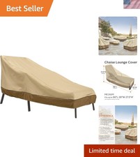 66 Inch Patio Chaise Lounge Cover in Pebble/Bark/Earth - Stylish Weather Barrier