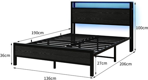 4ft6 double bed frame - double, with