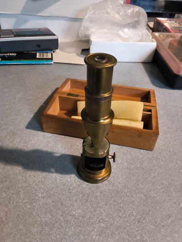 Antique brass field microscope - antique,