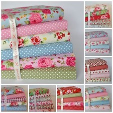 SEWING FABRIC BUNDLES FAT QUARTERS & SQUARES 100% COTTON MATERIAL FLORAL ROSES