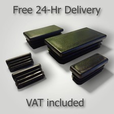  Rectangular Plastic End Caps Blanking Ribbed Rectangle Plugs Inserts /Black