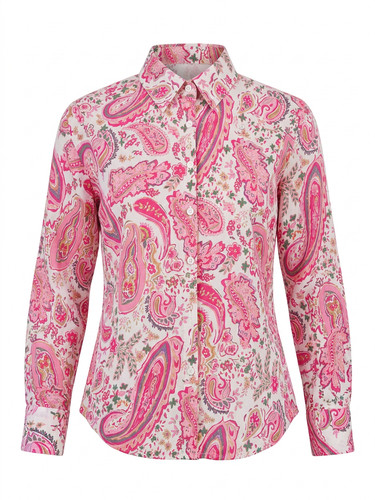 Pink paisley print button - paisley, button-down