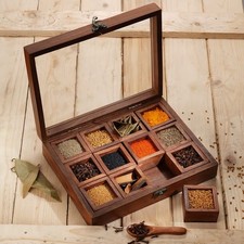 Ajuny Wooden Spice Box 9x9