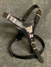 ENGLISH BULL TERRIER- DOG HARNESS - REAL LEATHER DOG HARNESS- SILVER/BRASS / 