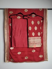 Sanjiv Silk Store Unstitched Material for Salwar Kameez Fabric Maroon Red