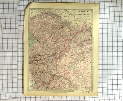 Original old antique print - old,