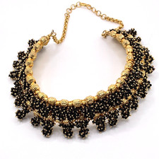 Indian bollywood choker necklace gold tone metal 34 cm long costume jewellery