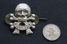 Genuine 17/21st Lancers silver officers skull 'Death or Glory' sleeve badge