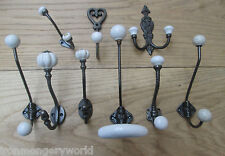 Antique Iron COAT HOOKS Vintage Retro Rustic Shabby Chic Door Wall Clothes Hat 