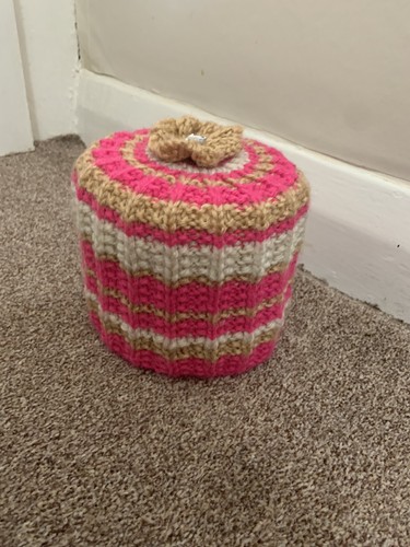 Hand knitted toilet roll cover - hand,