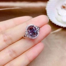 2.50 Ct Color Change Oval Cut Alexandrite Engagement Ring 14k white Gold