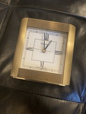 Tiffany & Co. Portfolio Brass Quartz Desk Roman Numeral Clock ref: 200076 