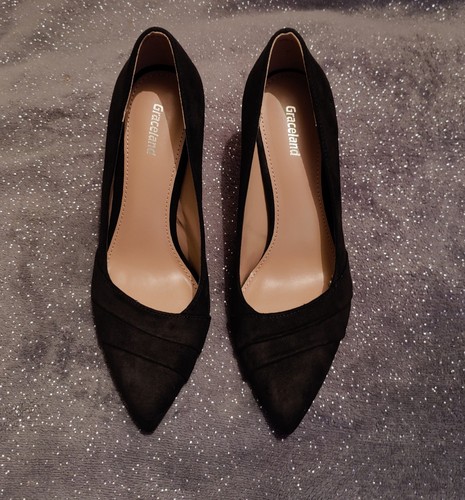 Ladies black faux suede - black,
